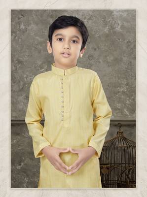 Off white soft cotton with thread & fancy botton kurta pajama set 2