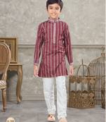 Off white soft cotton with thread  kurta pajama set