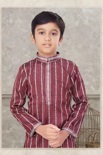 Off white soft cotton with thread  kurta pajama set