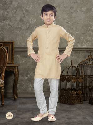 Off white soft cotton with thread & fancy botton kurta pajama set 1