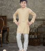 Off white soft cotton with thread & fancy botton kurta pajama set