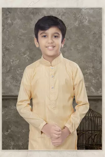 Off white soft cotton with thread & fancy botton kurta pajama set