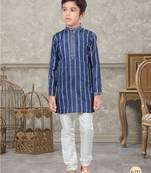 Off white soft cotton with thread  kurta pajama set