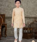 Off white soft cotton with thread  kurta pajama set