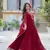 Maroon Designer Wedding N Karwa Couth Wear Embroidery Work Gown With Dupatta