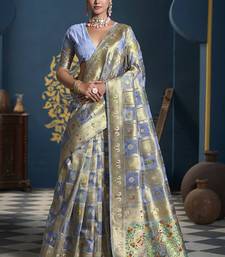 Designer grey weaving zari border organa saree