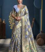 Designer grey weaving zari border organa saree