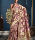 Designer pink weaving zari border organa saree