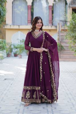 Wine designer readymade long kurti  with Embroidery Sequins-work 3