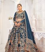 Jimmy Chu Embroidery Zari Dark Teal Lehenga Choli