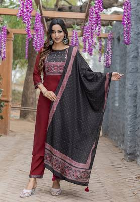 Women Modal Straight Kurta With Pant And Dupatta Suit Set 1