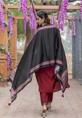 Women Modal Straight Kurta With Pant And Dupatta Suit Set 2