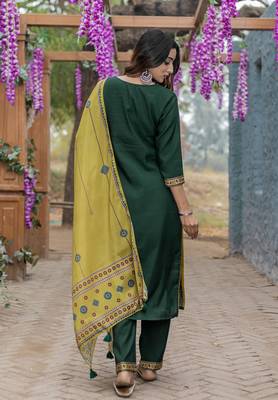 Women Modal Straight Kurta With Pant And Dupatta Suit Set 2