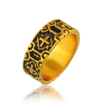 Brass antique gold christian jewellery finger ring challa 1
