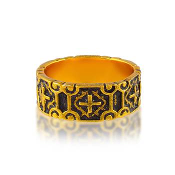 Brass antique gold christian jewellery finger ring challa 3