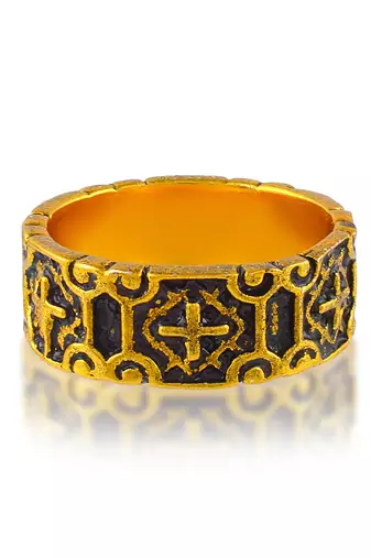 Brass antique gold christian jewellery finger ring challa