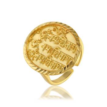 Brass gold hindu shiv adjustable finger ring spiritual temple jewellery 1