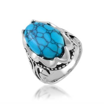 Brass atique silver plated firoza finger ring men women 1
