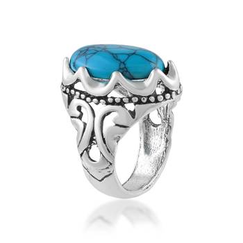 Brass atique silver plated firoza finger ring men women 2