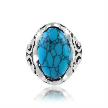 Brass atique silver plated firoza finger ring men women 3