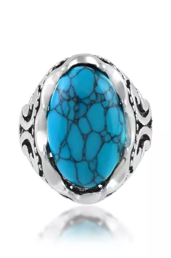 Brass atique silver plated firoza finger ring men women