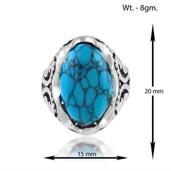 Brass atique silver plated firoza finger ring men women 4