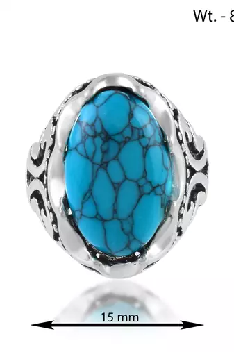 Brass atique silver plated firoza finger ring men women