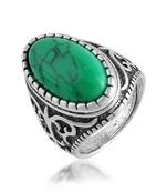 Brass silver green firoza finger ring