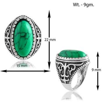Brass silver green firoza finger ring 3