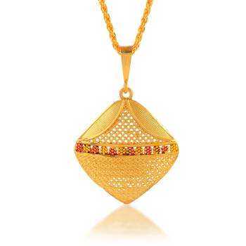 Brass gold traditional pendant set women 1
