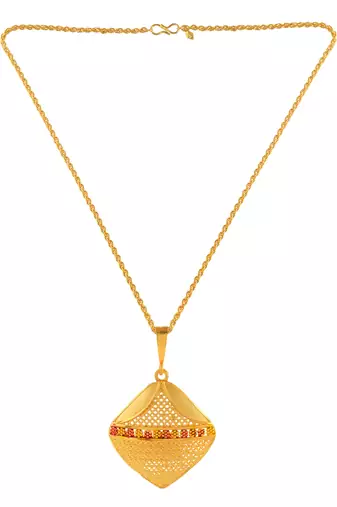 Brass gold traditional pendant set women