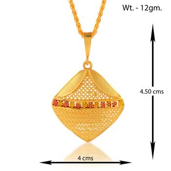 Brass gold traditional pendant set women 3