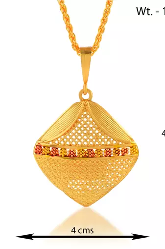 Brass gold traditional pendant set women