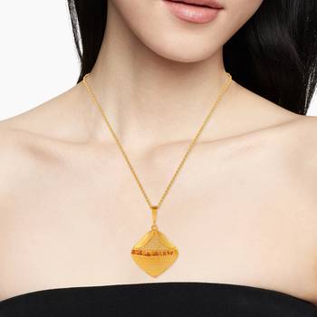 Brass gold traditional pendant set women 4