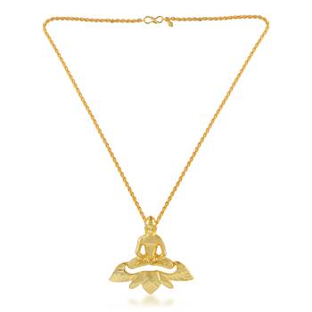 Brass gold plated jain padamprabhu bhagwan chain pendant men women 2