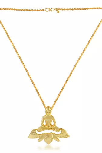 Brass gold plated jain padamprabhu bhagwan chain pendant men women
