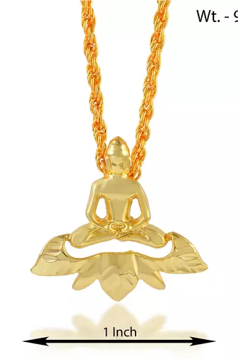 Brass gold plated jain padamprabhu bhagwan chain pendant men women
