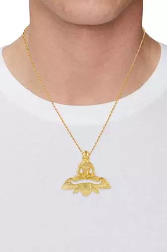 Brass gold plated jain padamprabhu bhagwan chain pendant men women
