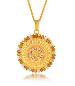 Brass gold meenakari handmade pendant set women