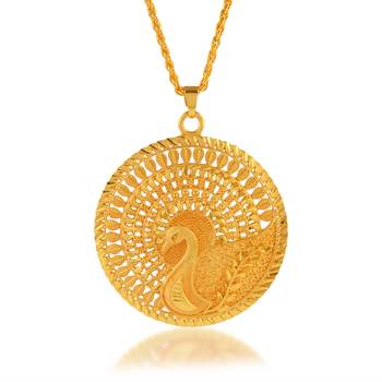 Brass 1 gram gold peacock design traditional pendant set women 1