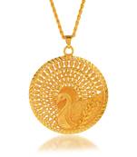 Brass 1 gram gold peacock design traditional pendant set women