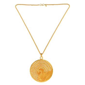 Brass 1 gram gold peacock design traditional pendant set women 2
