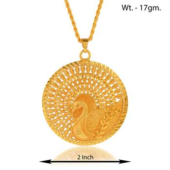 Brass 1 gram gold peacock design traditional pendant set women 3