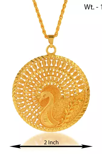 Brass 1 gram gold peacock design traditional pendant set women