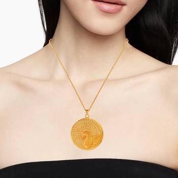 Brass 1 gram gold peacock design traditional pendant set women 4
