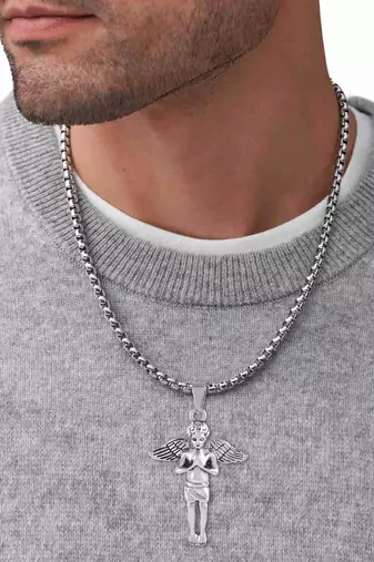 dzine trendz angel pendant silver plated brass