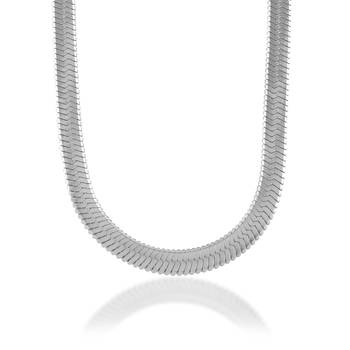 Stainless steel silver plated flat snake chain 2