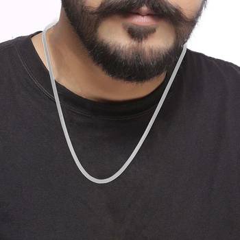 Stainless steel silver plated flat snake chain 4
