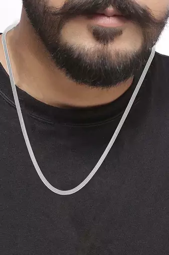 Stainless steel silver plated flat snake chain