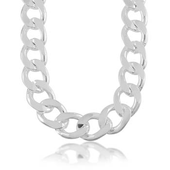 Brass silver plated thick and heavy chain necklace for men 2